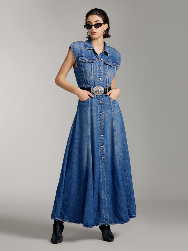 miss sixty maxi dress Miss Sixty Womens Maxi Dress Size L Blue Half Sleeve Front Button Collared