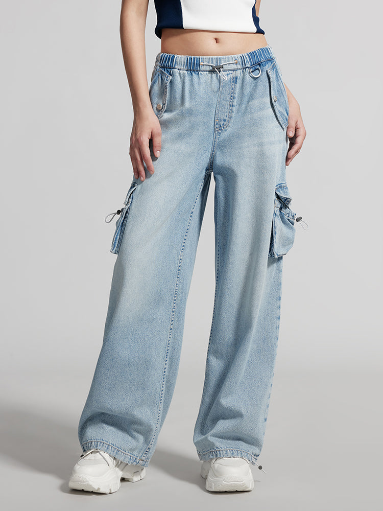 Straight-Leg Jeans With Elastic Waist