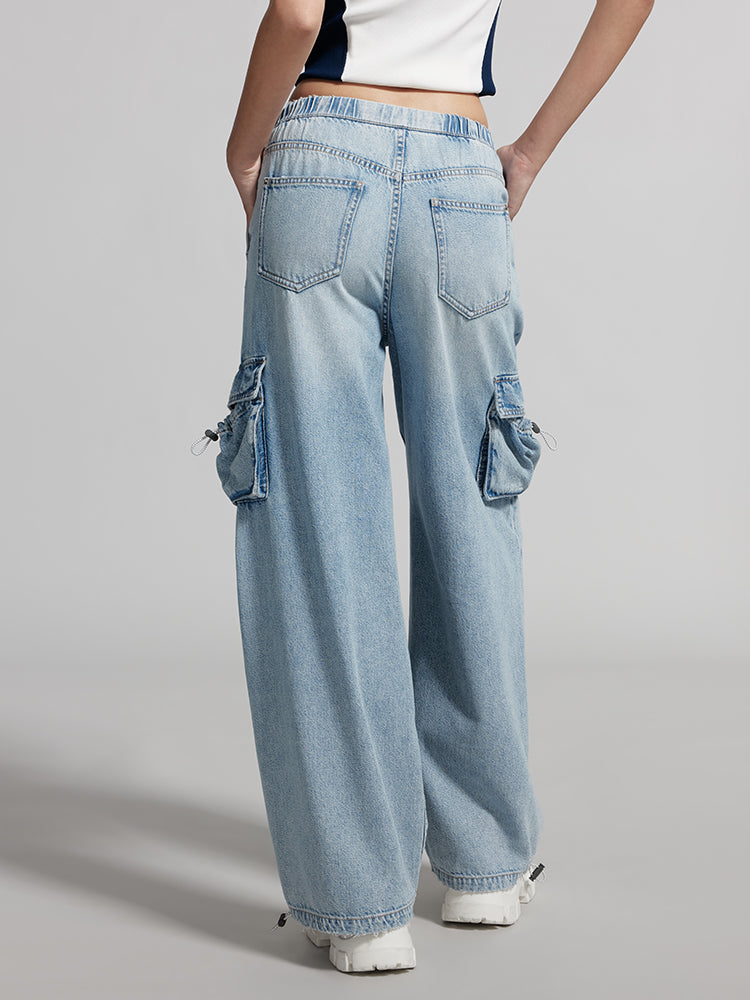 Straight-Leg Jeans With Elastic Waist