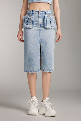 Vintage Denim Skirt With Pockets