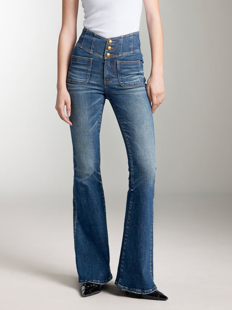 V-Shape Super High Waist Flared Jeans