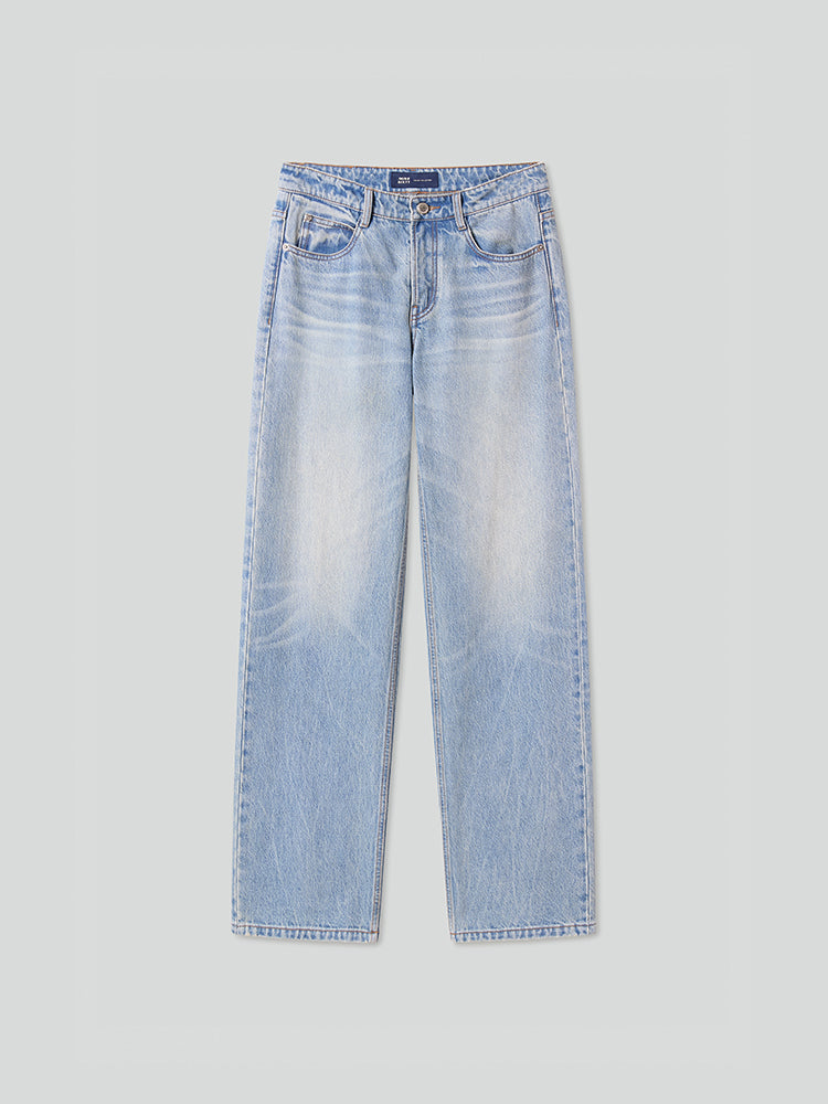 Light Blue Low-Rise Straight Fit Jeans