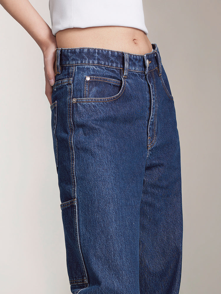 Navy Blue Straight Fit Jeans