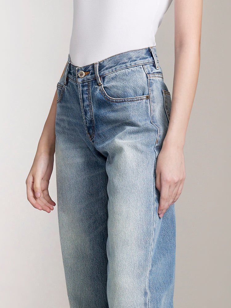 Button Fly Straight Fit Jeans