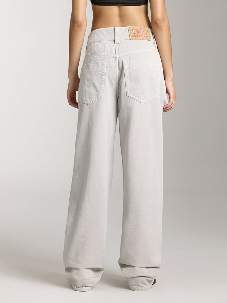 Straight Fit Jeans With Ripped