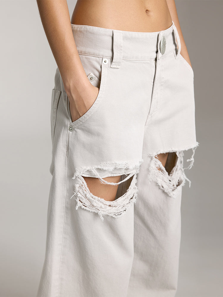 Straight Fit Jeans With Ripped