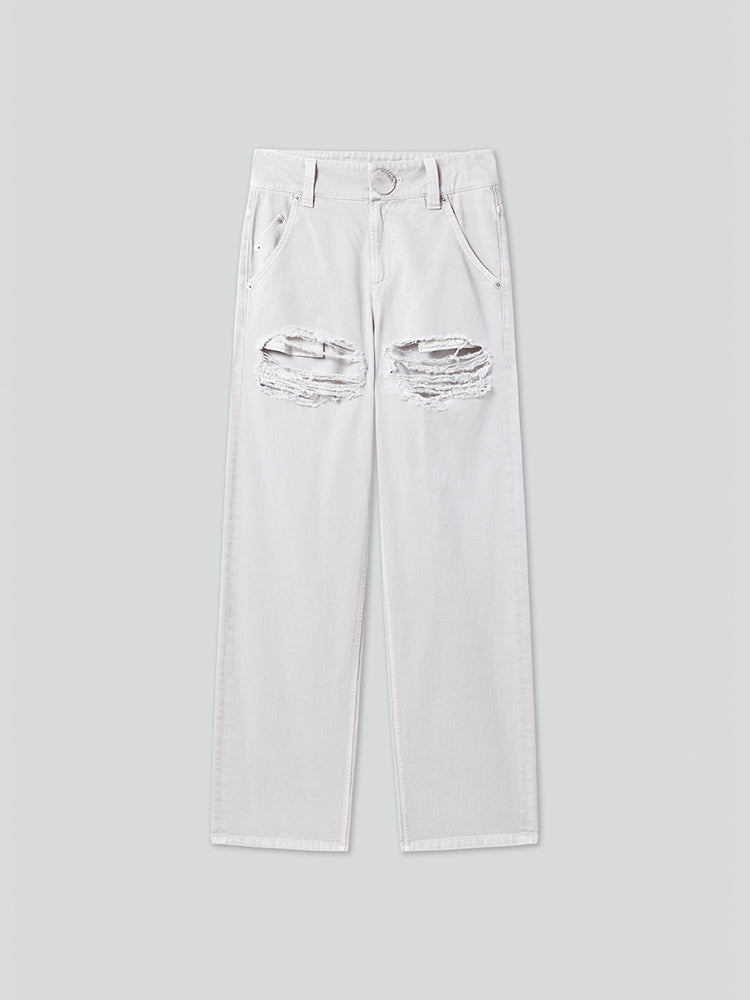 Straight Fit Jeans With Ripped