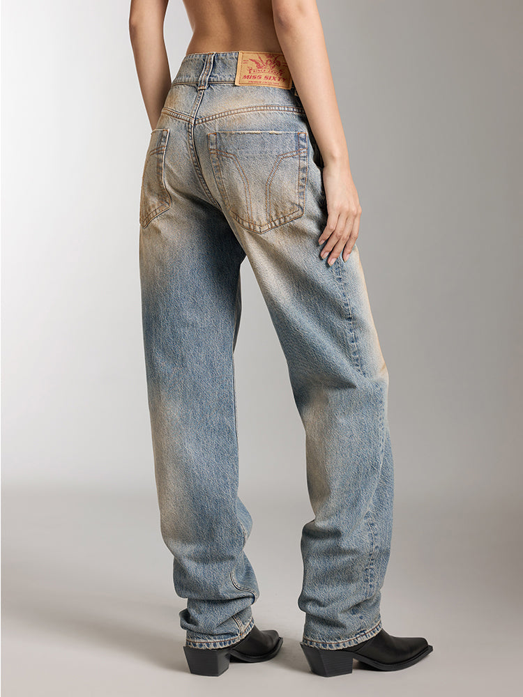 Distressed Wasteland-Style Washed Jeans