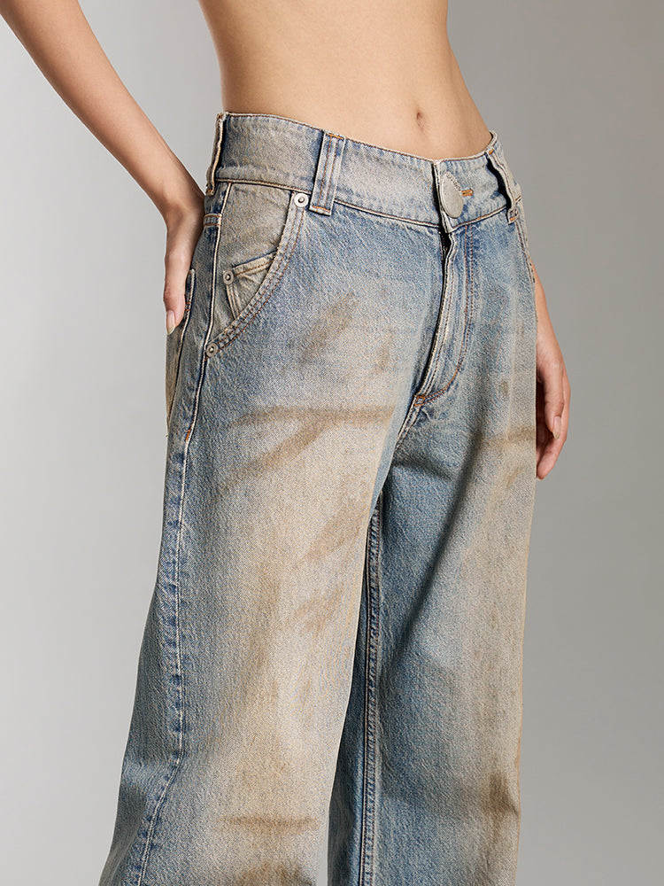 Distressed Wasteland-Style Washed Jeans