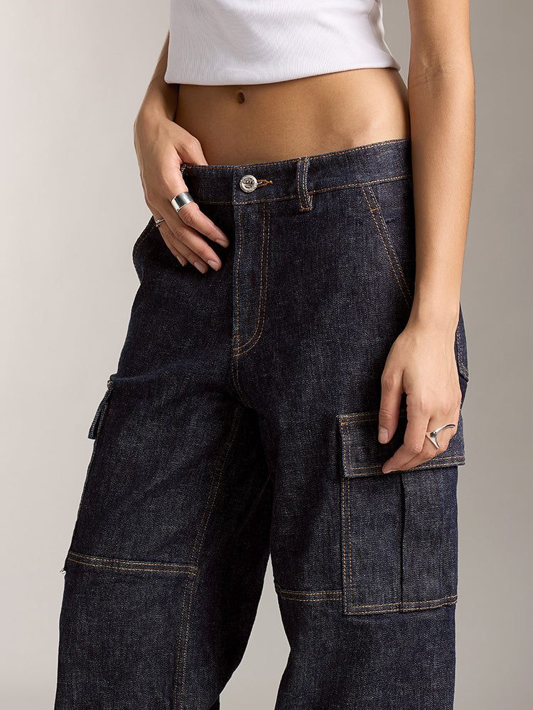 Vintage Low Rise Cargo Style Jeans