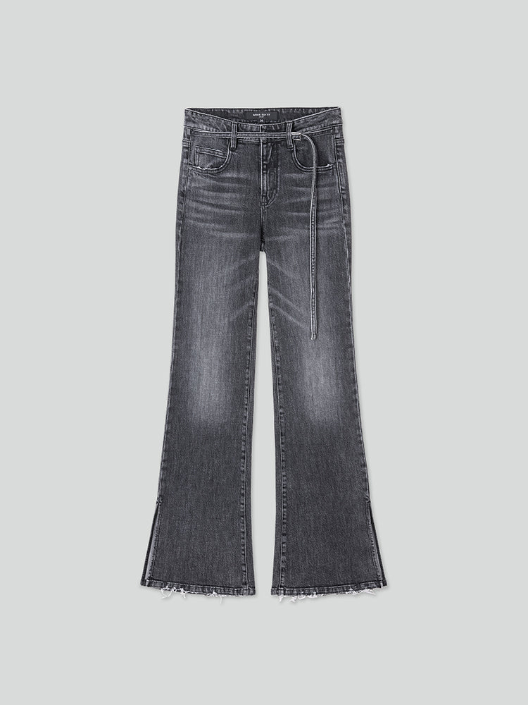 Low Waist Slit Flared Jeans