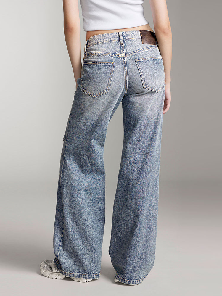 Low Waist Light Blue Flared Jeans