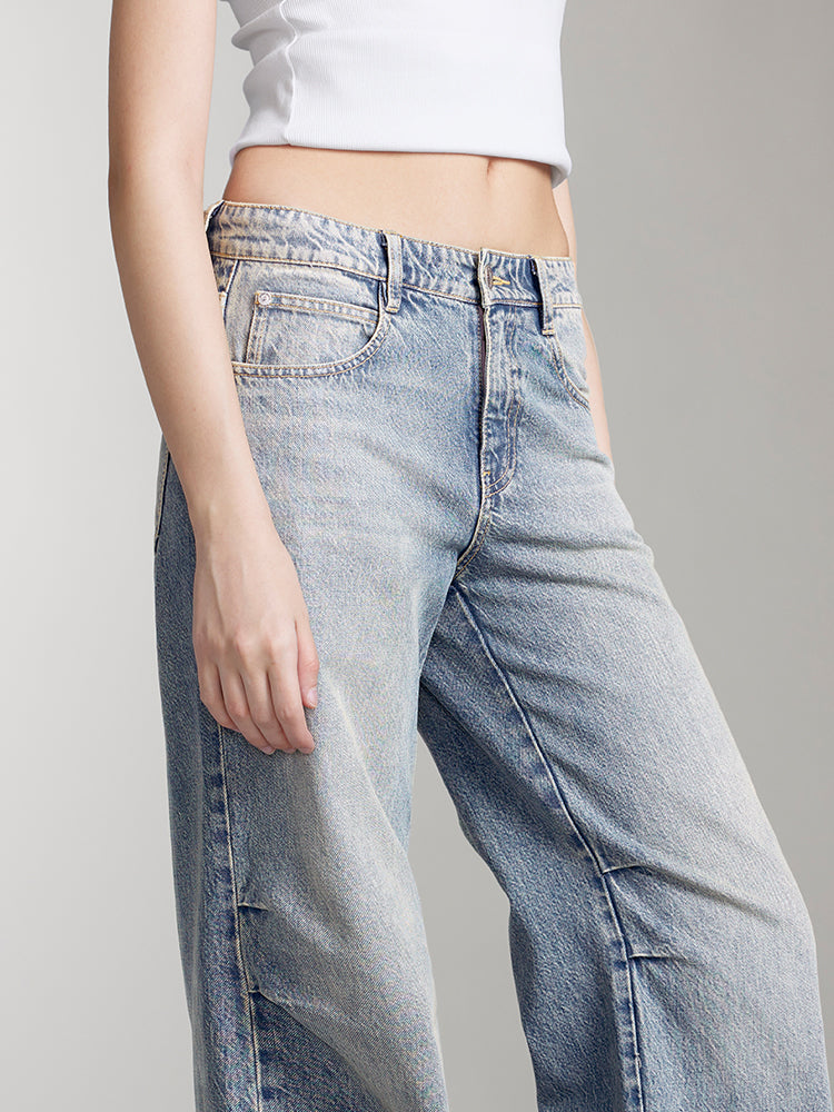 Low Waist Light Blue Flared Jeans