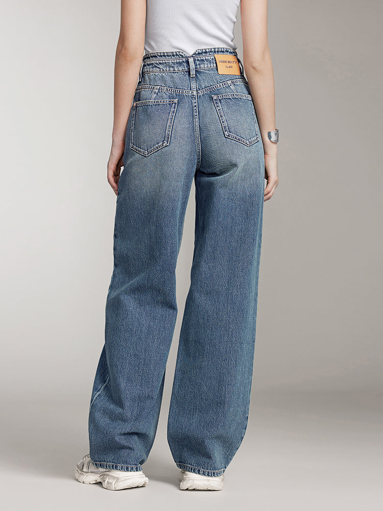 Vintage V-Shaped Waist Straight Fit Jeans