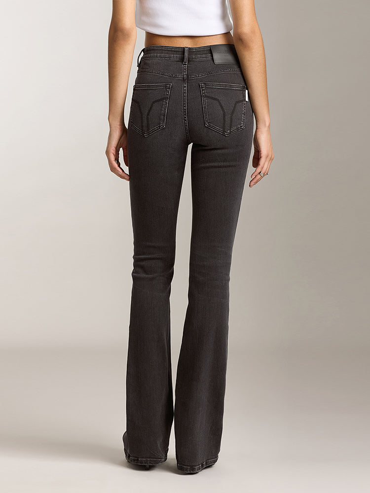 Black And Grey Washed Flared Jeans1