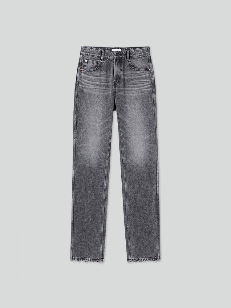Distressed Gray Color Straight Fit Jeans