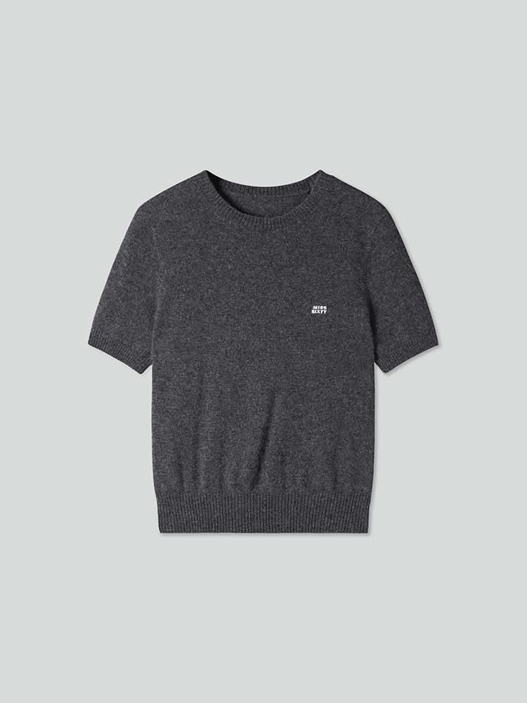 Crew Neck Short Sleeves Cashmere Top