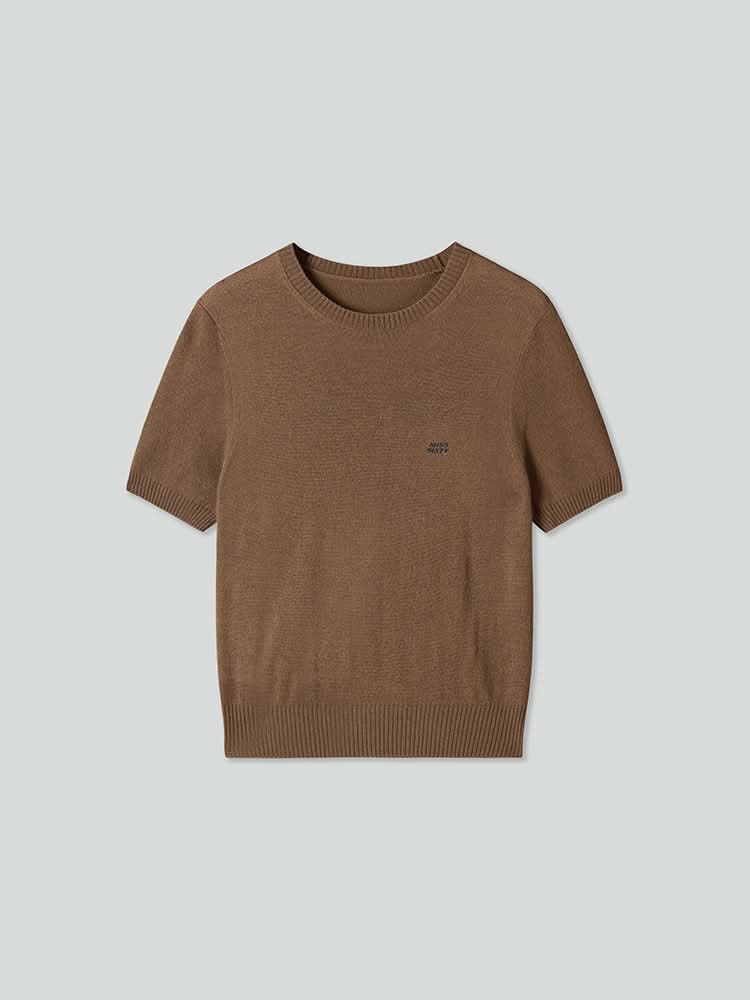 Crew Neck Short Sleeves Cashmere Top