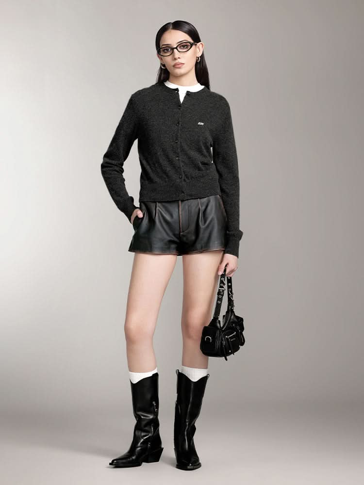 Crew Neck Cashmere Cardigan