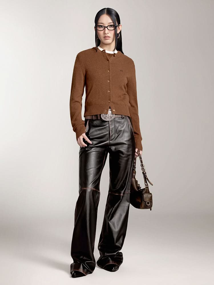 Crew Neck Cashmere Cardigan