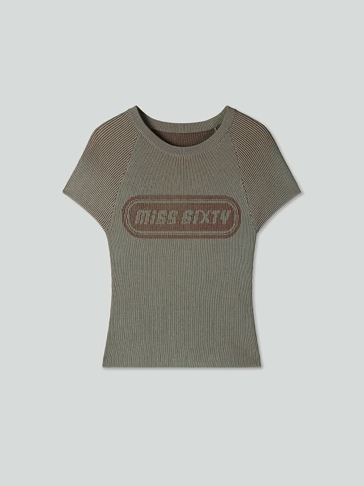 Cropped Fit Jacquard Knit Top