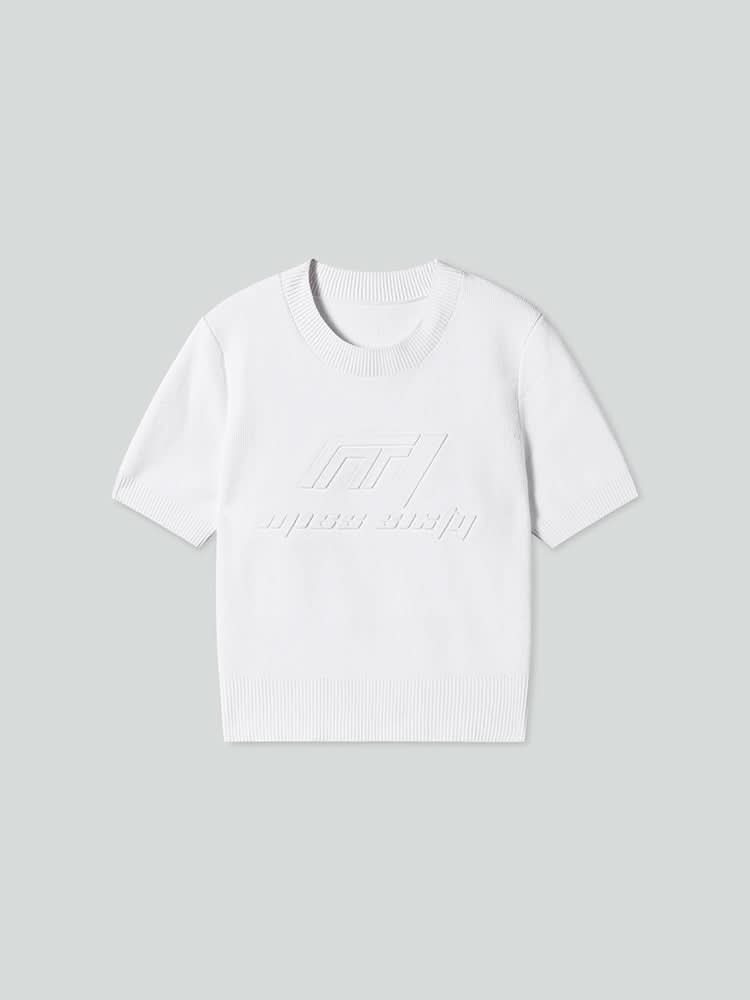 Crew Neck Knitted Top With Logo