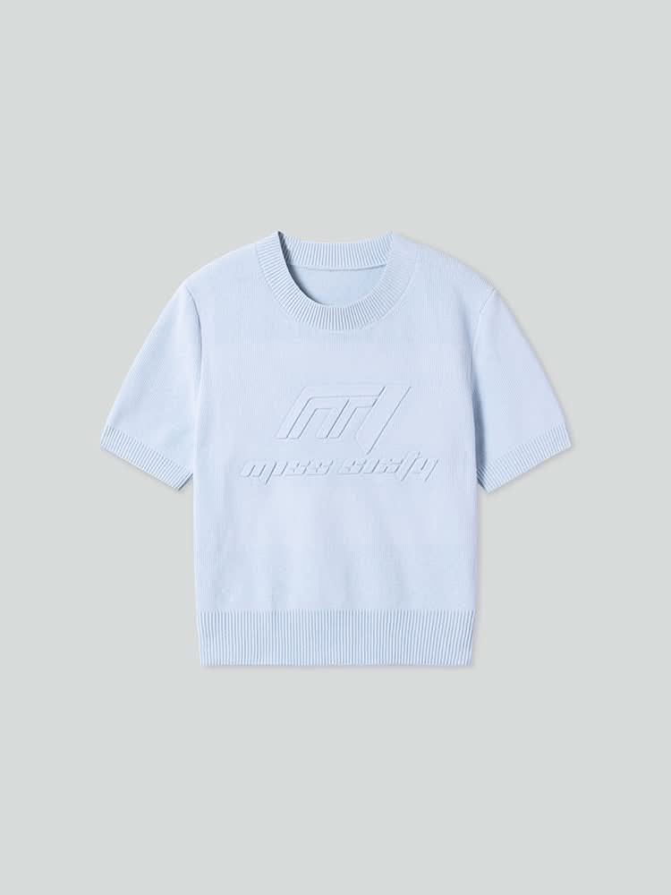 Crew Neck Knitted Top With Logo