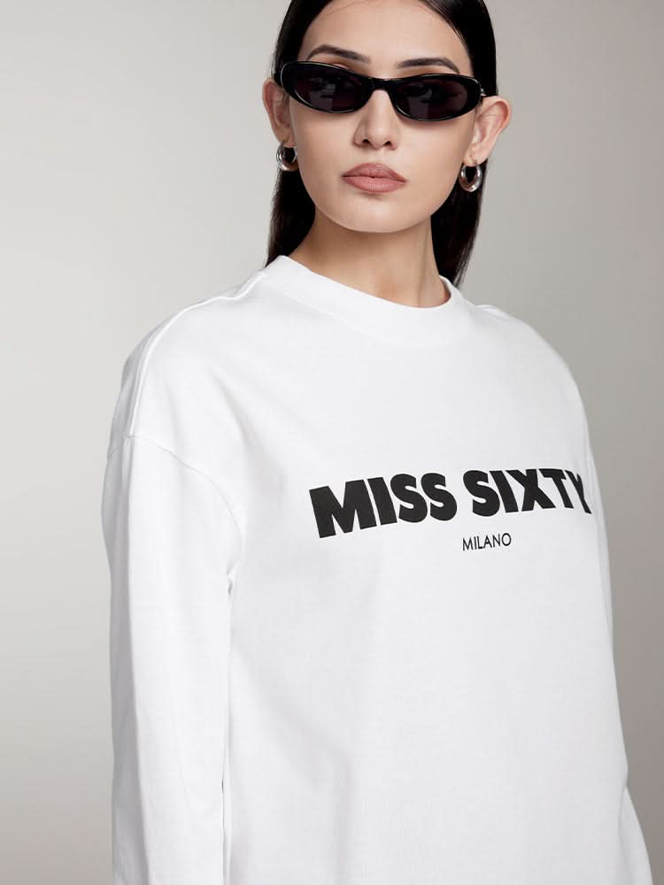 Slouchy Long Sleeves Printed T-Shirt