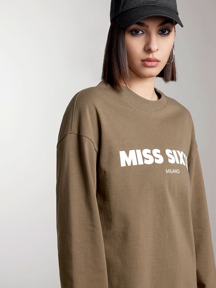 Slouchy Long Sleeves Printed T-Shirt