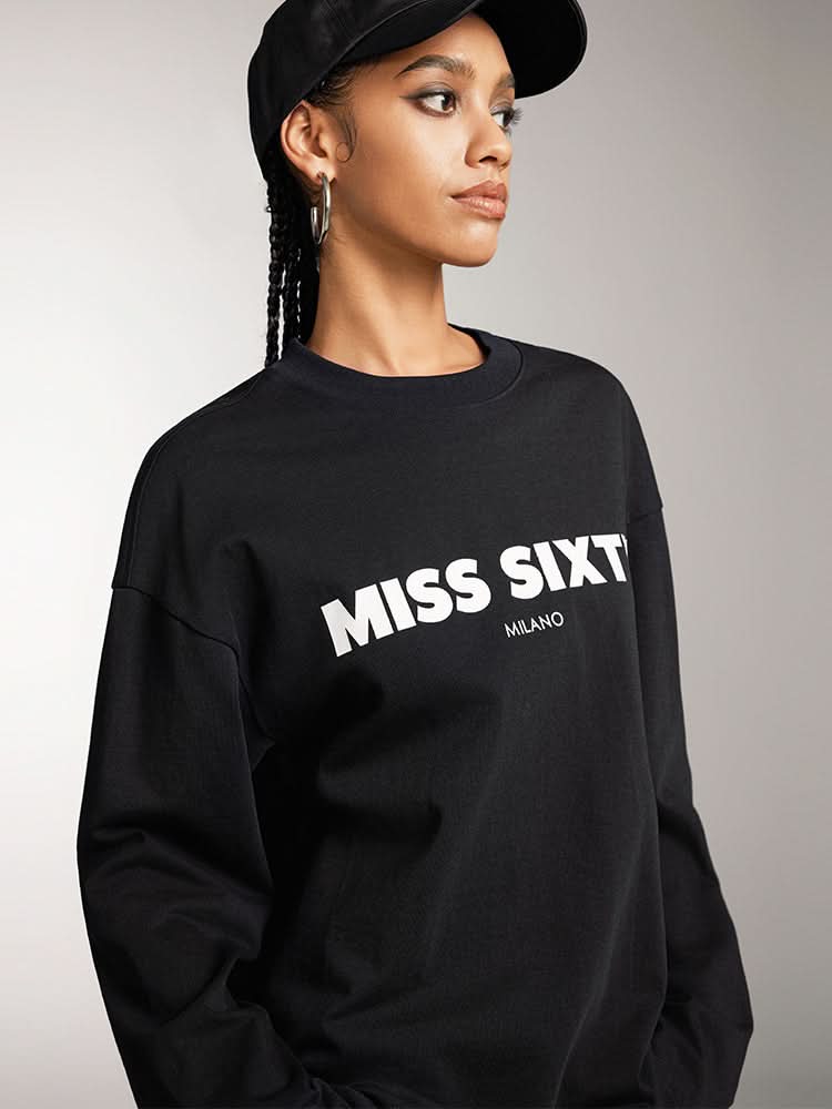Slouchy Long Sleeves Printed T-Shirt