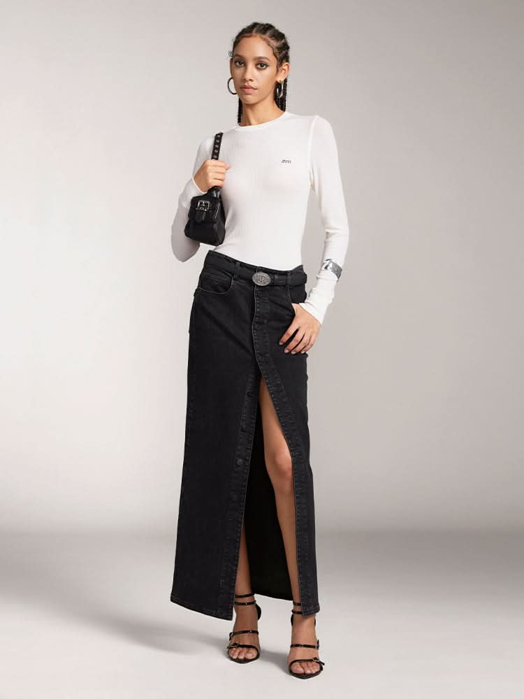 Wool-Blend Ribbed Long-Sleeves T-Shirt