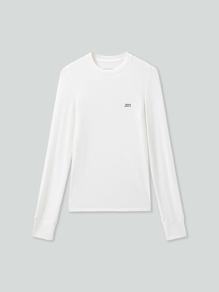 Wool-Blend Ribbed Long-Sleeves T-Shirt