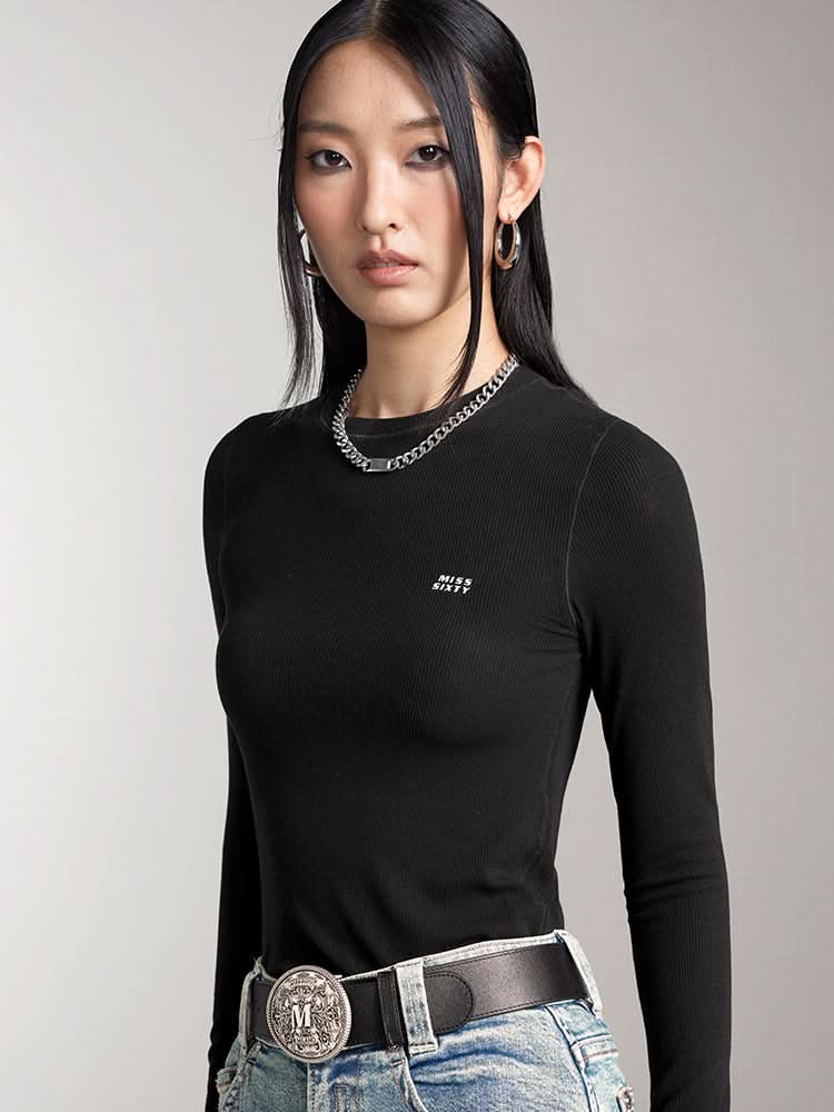 Wool-Blend Ribbed Long-Sleeves T-Shirt