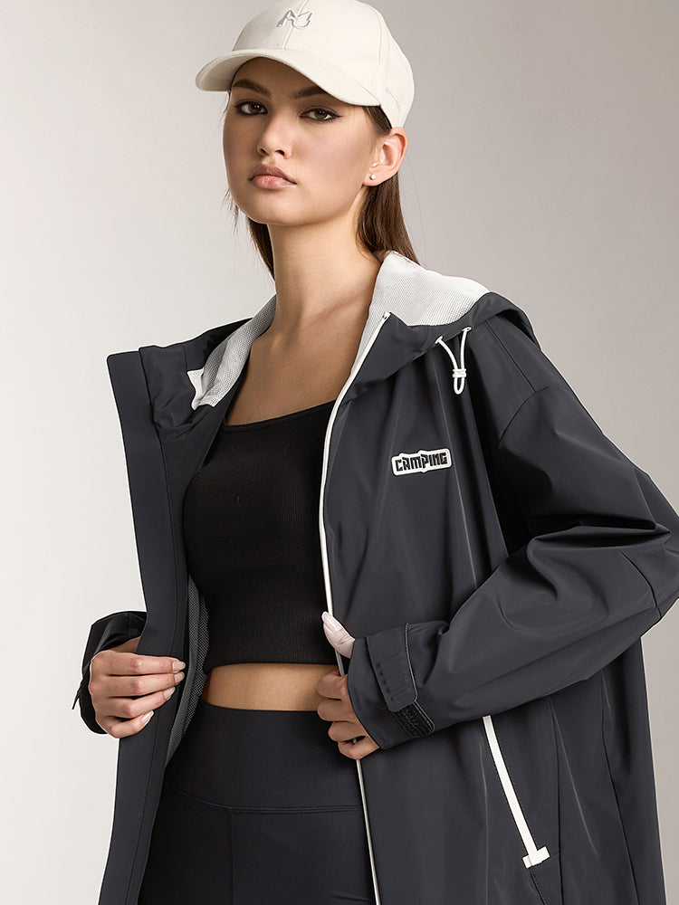 Double Zip Hooded Windbreaker Jacket