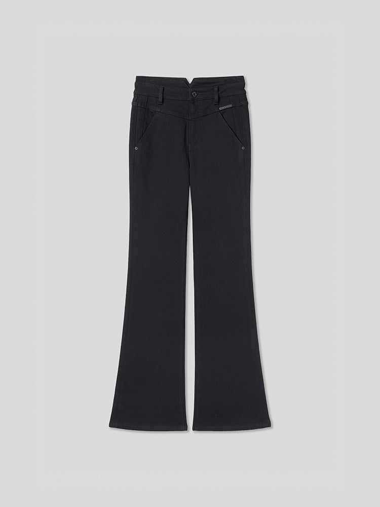 V-Shaped High Waisted Flared Jeans