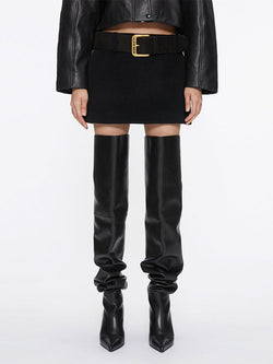 Double-Faced Wool Miniskirt With Belt