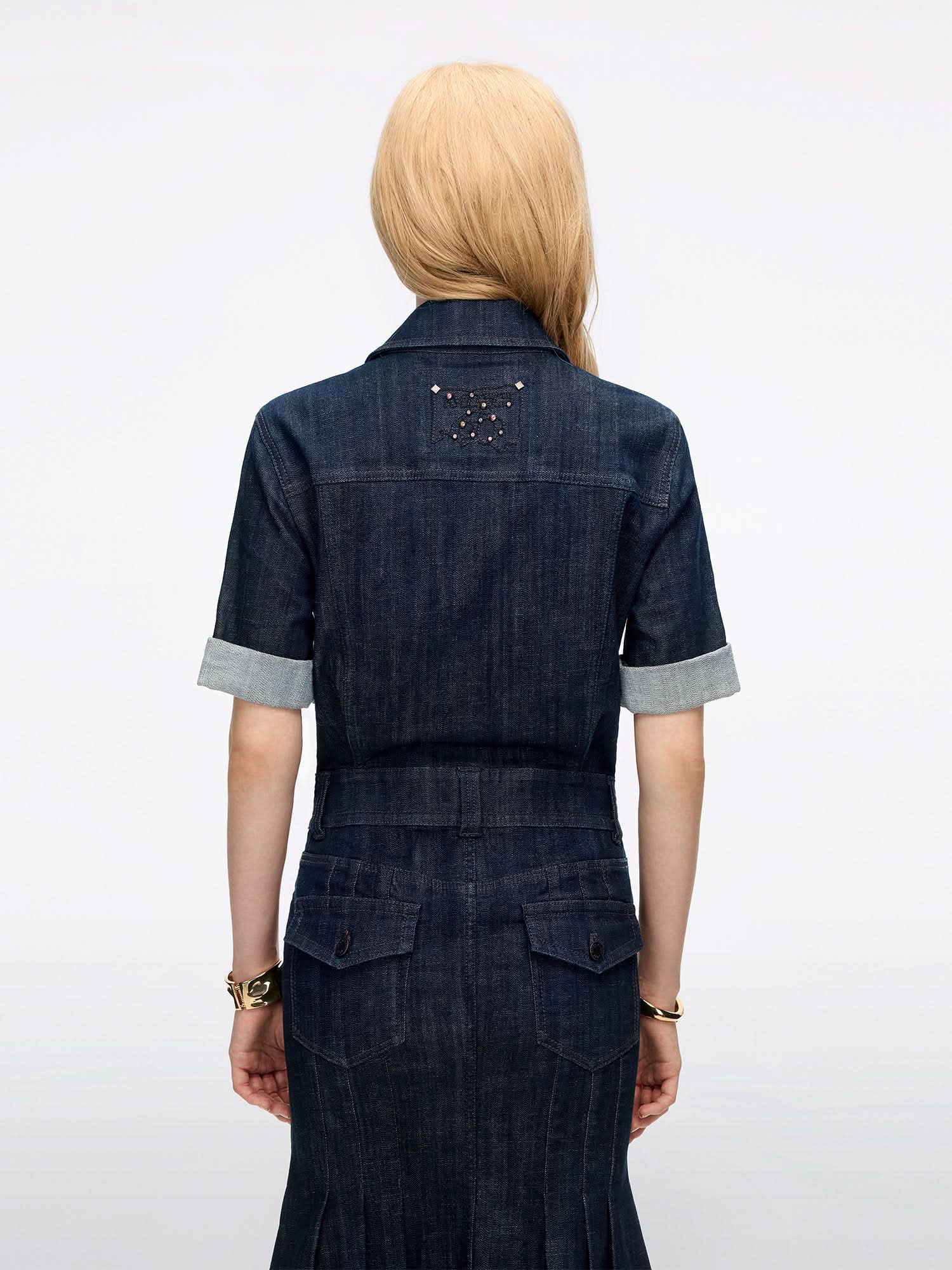Denim Dress, DARK BLUE / XS