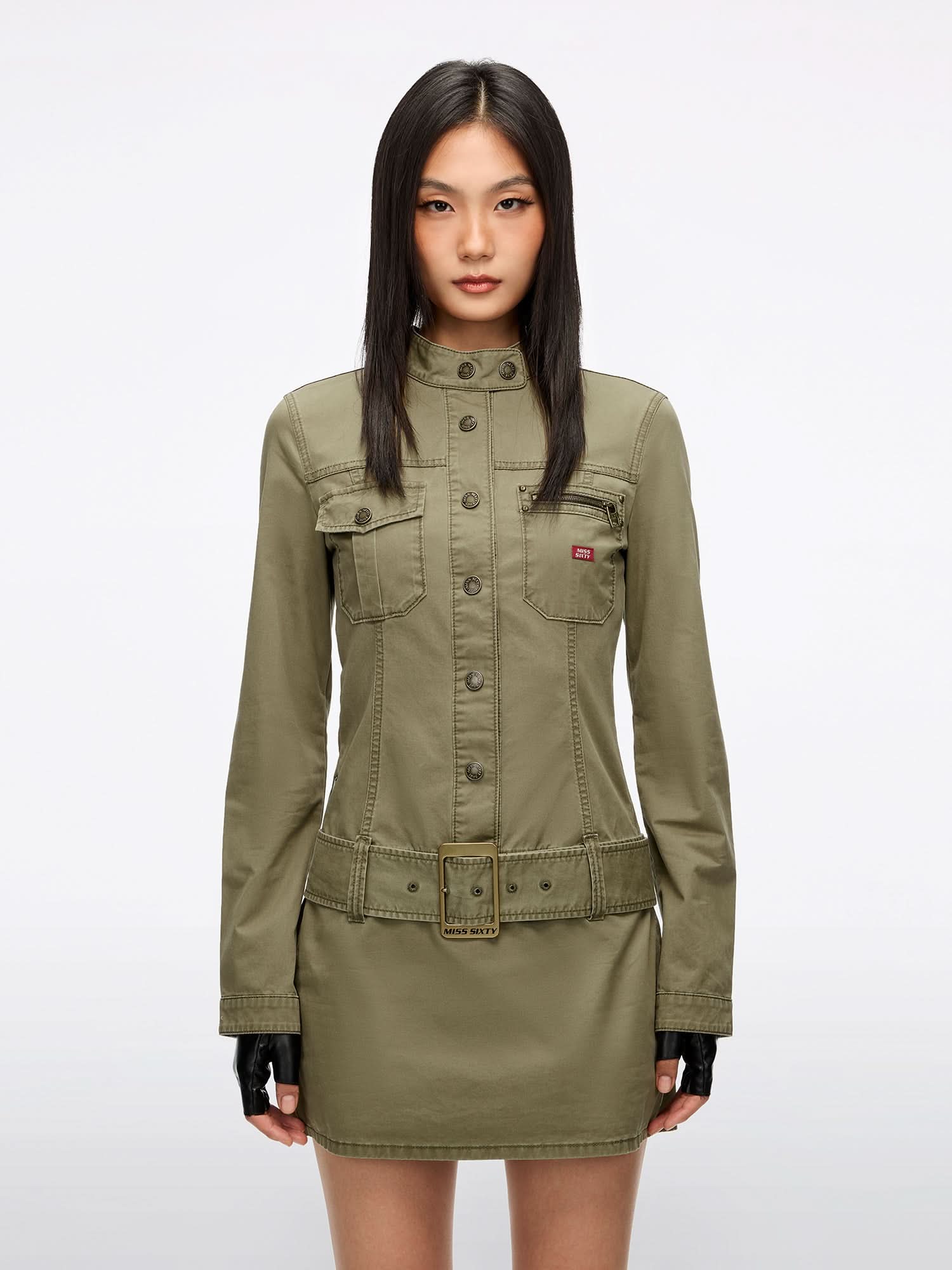 Belted Dress, VERDE MILITARE / S