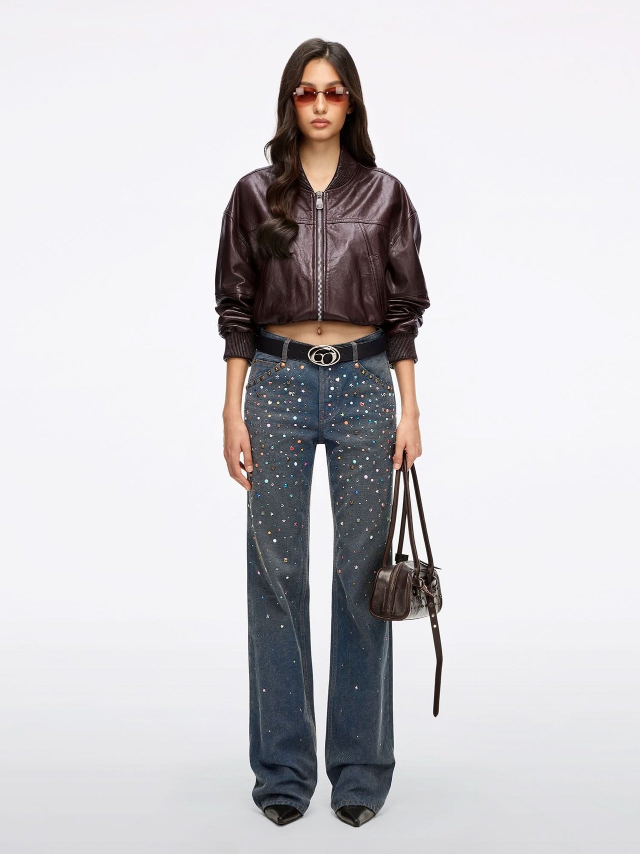 Rhinestone Straight-Leg Jeans