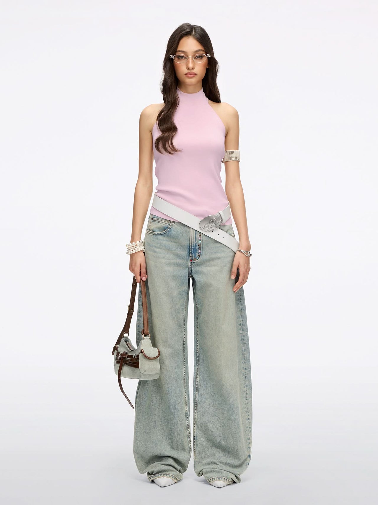 Rhinestone Wing Embellished Jeans