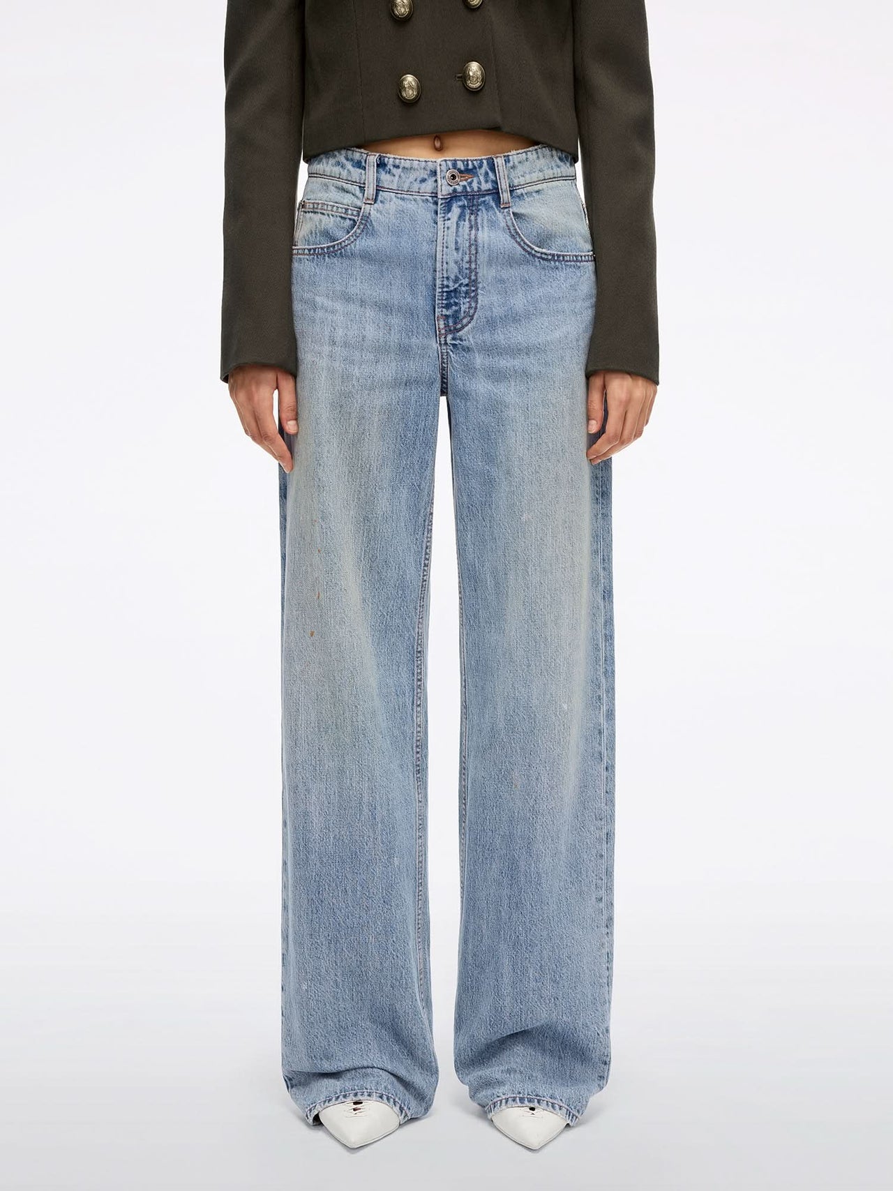 Beaded Straight-Leg Jeans