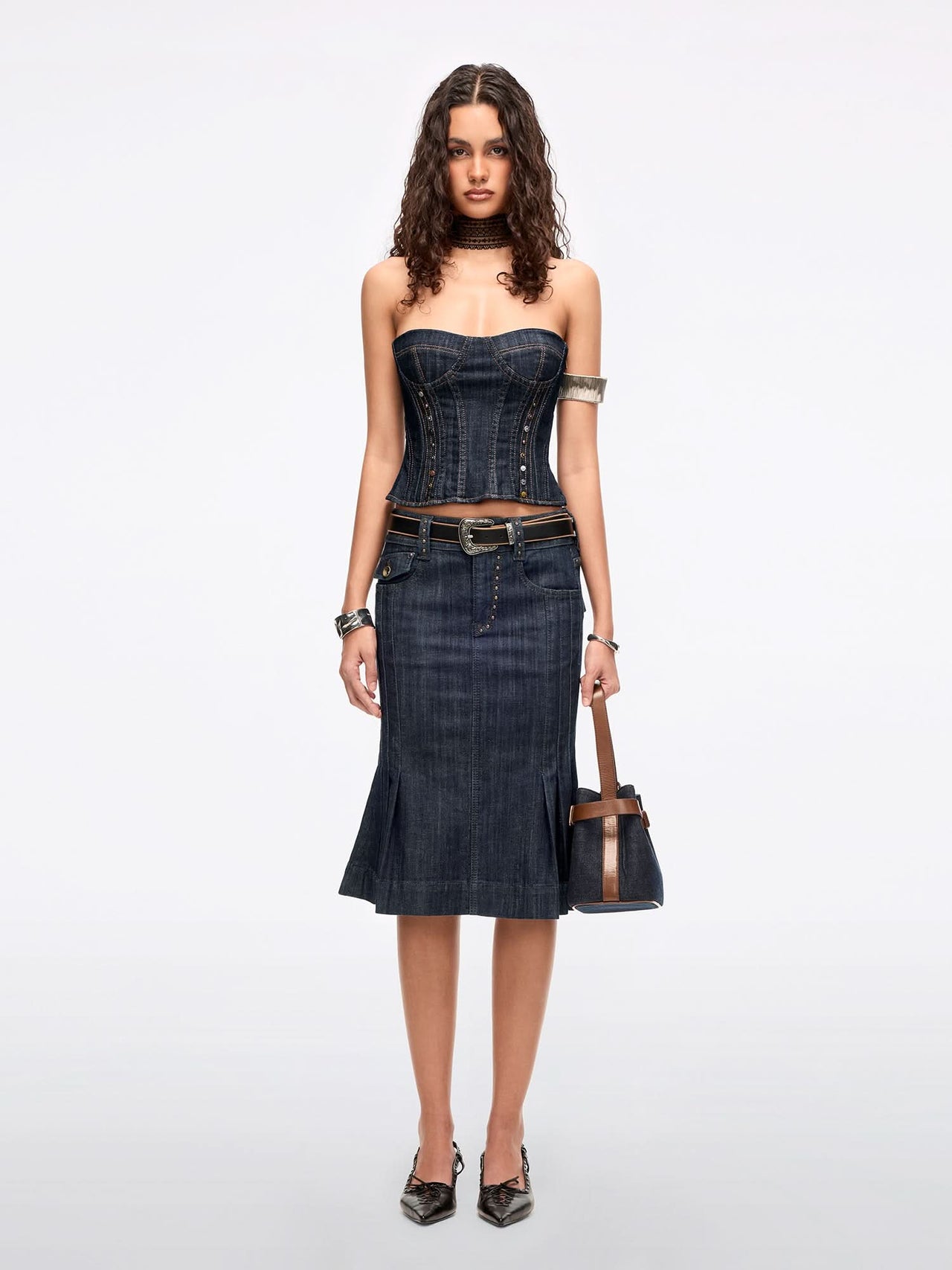 Mermaid Denim Midi Skirt