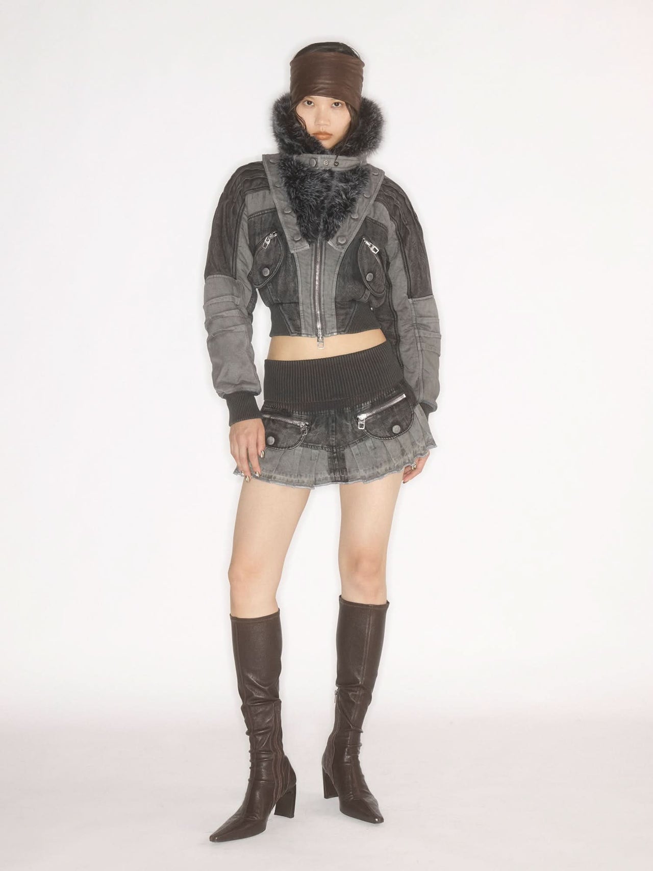 Patchwork Denim Skirt