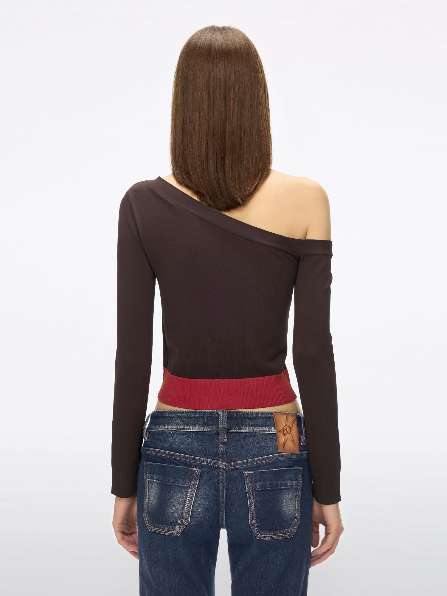 Slanted Shoulder Knit Top - MISS SIXTY