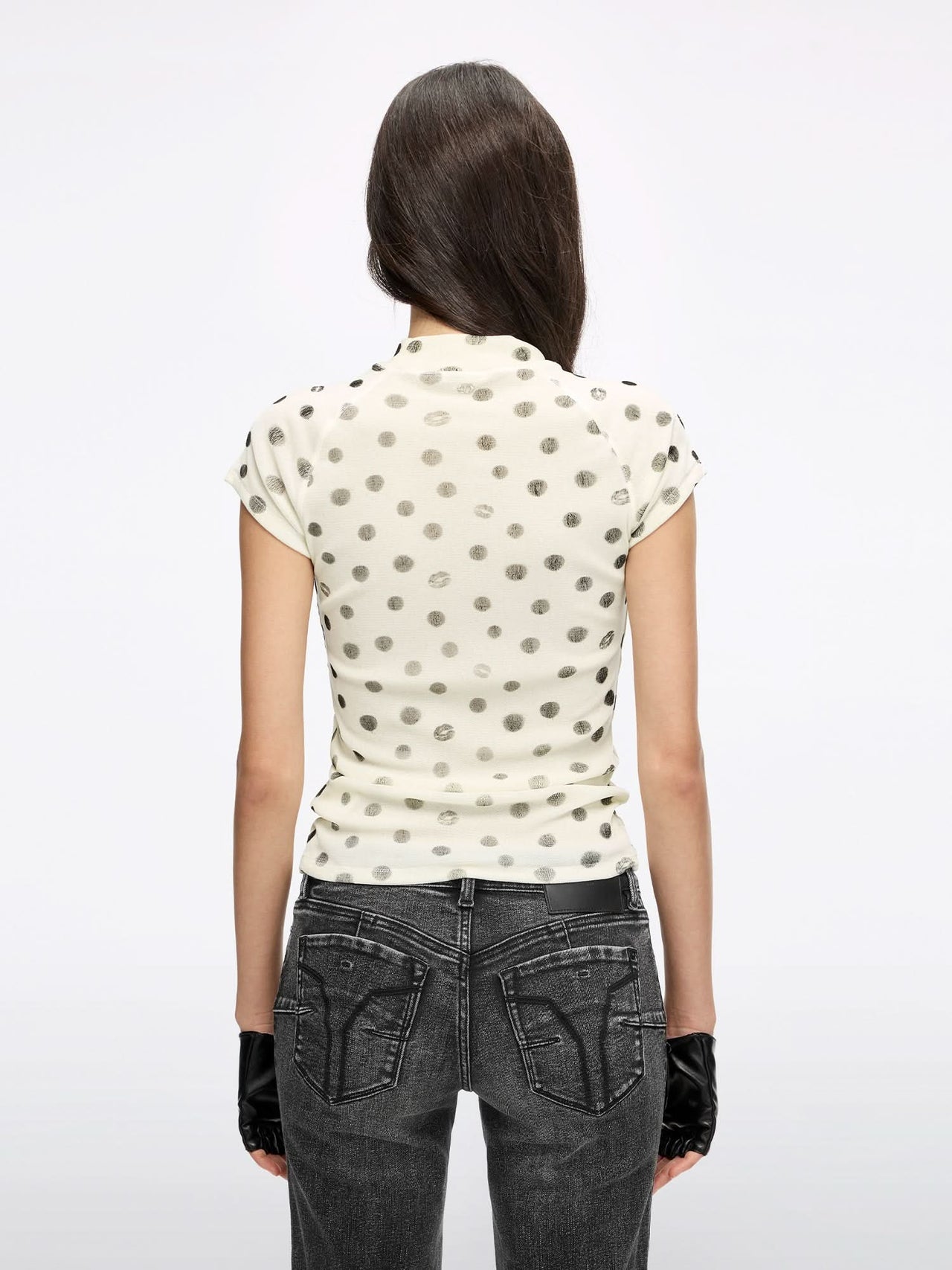 Lip-Print Velvet T-Shirt