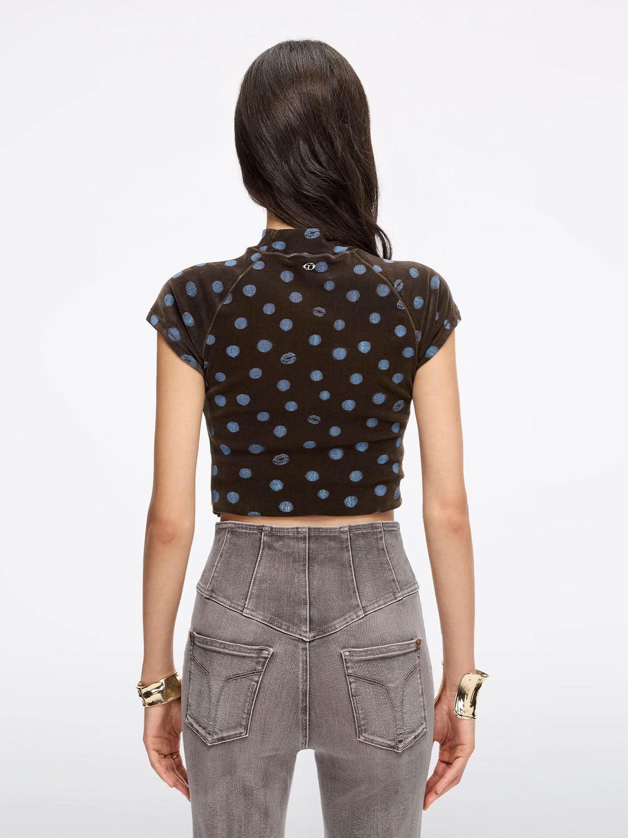 Lip-Print Velvet T-Shirt