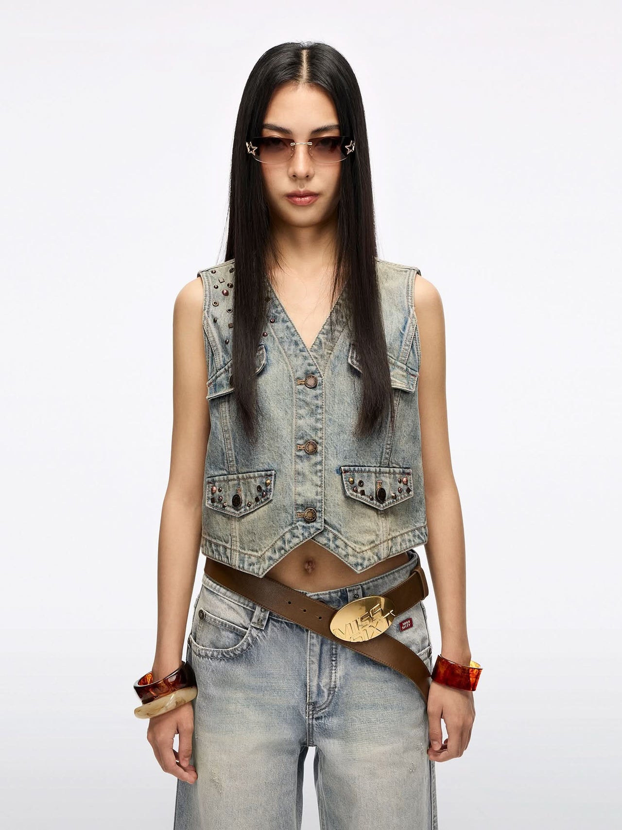 Studded Denim Vest