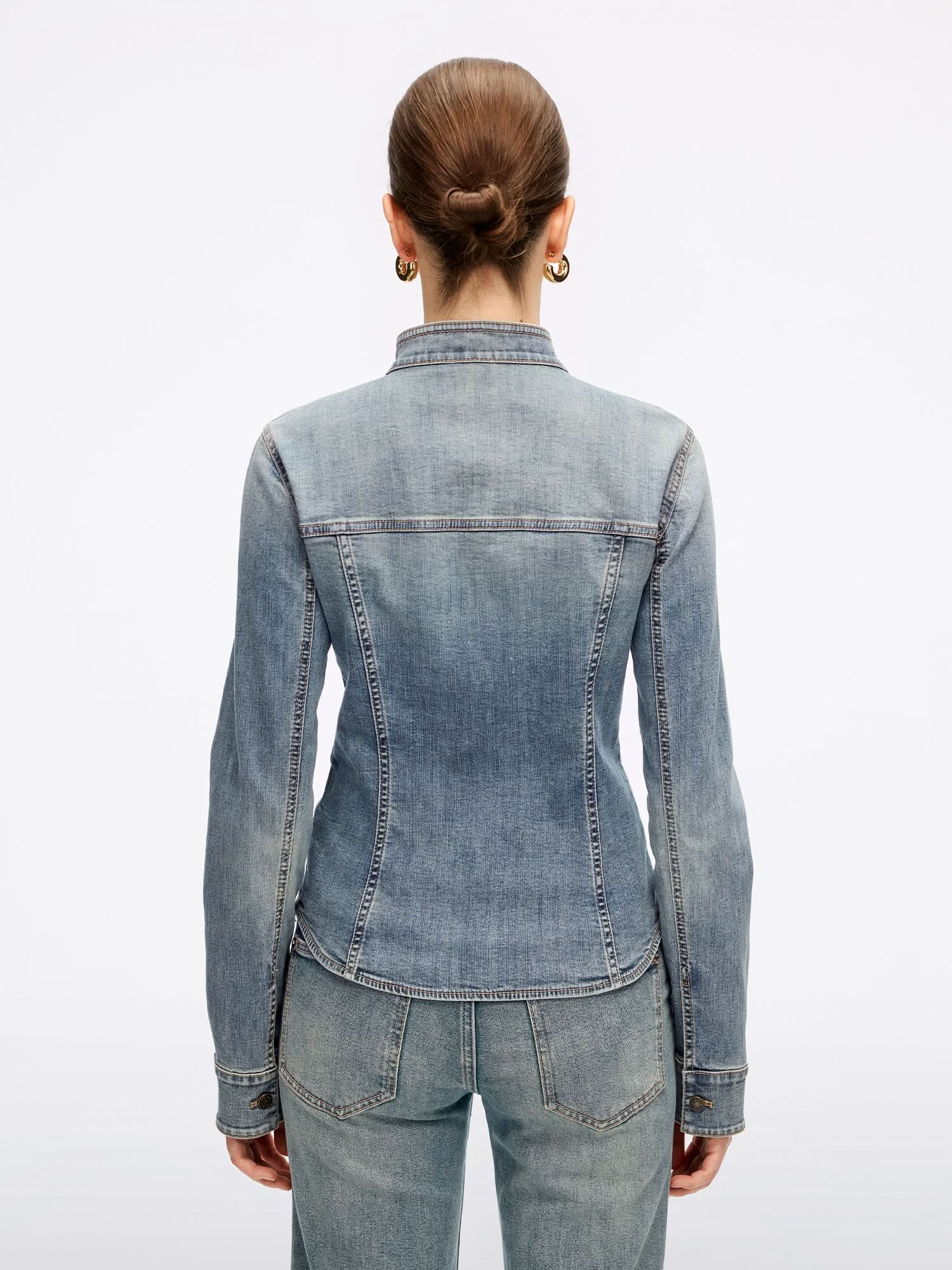 Frog-Button Denim Shirt - MISS SIXTY