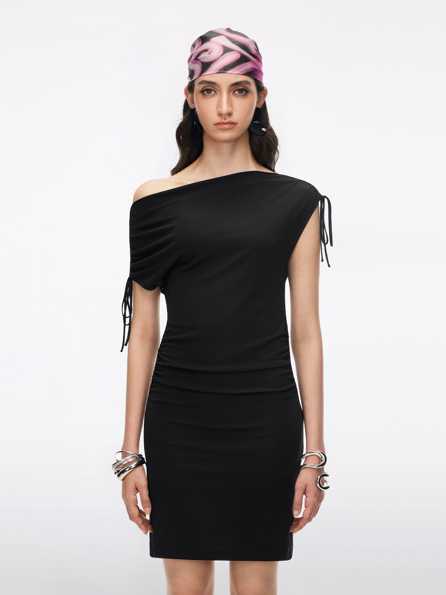 Drawstring Dress, Black / M