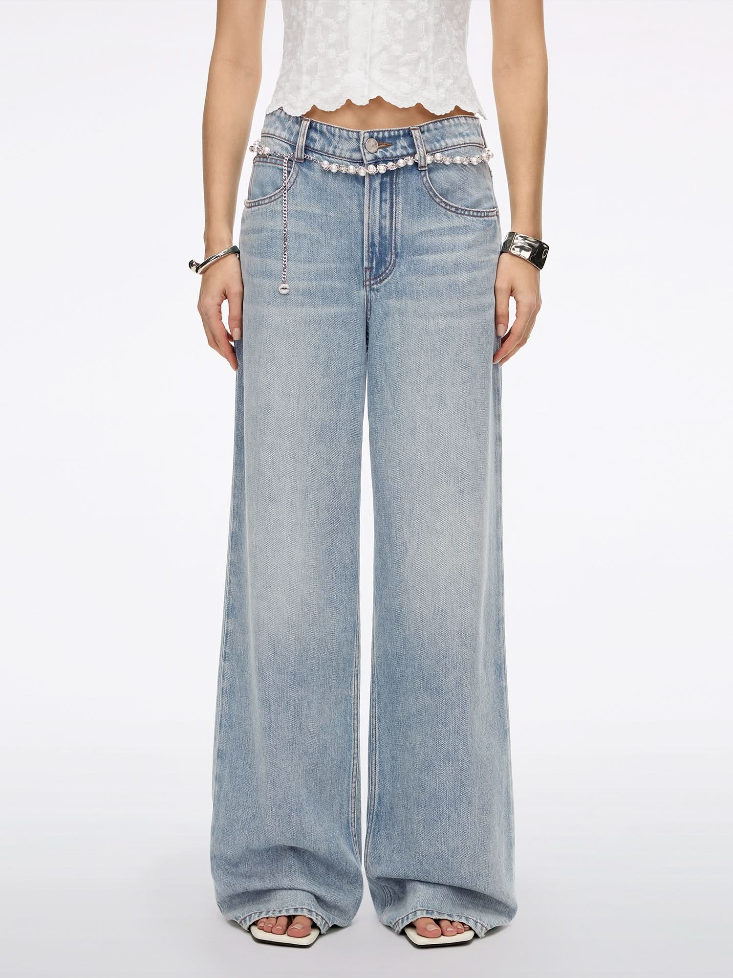 Miss Sixty Straight-Leg Jeans with Chain Belt
